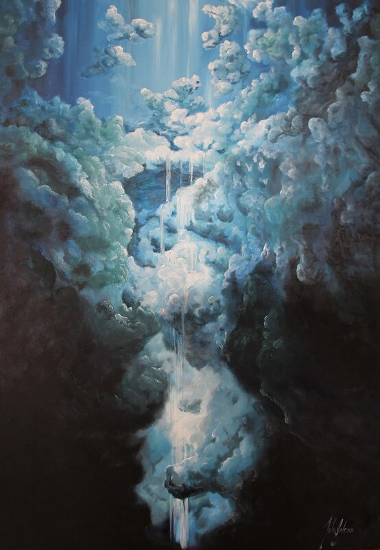 Oljemålning Waterfall of light av John Eriksson