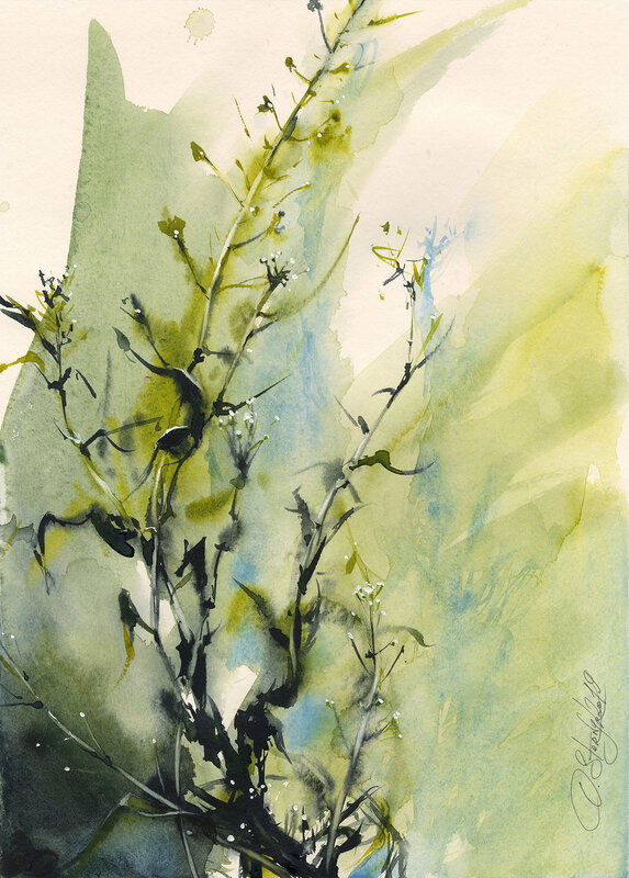 Akvarell Shepherd's Handväska Blommor av Olga Sternyk