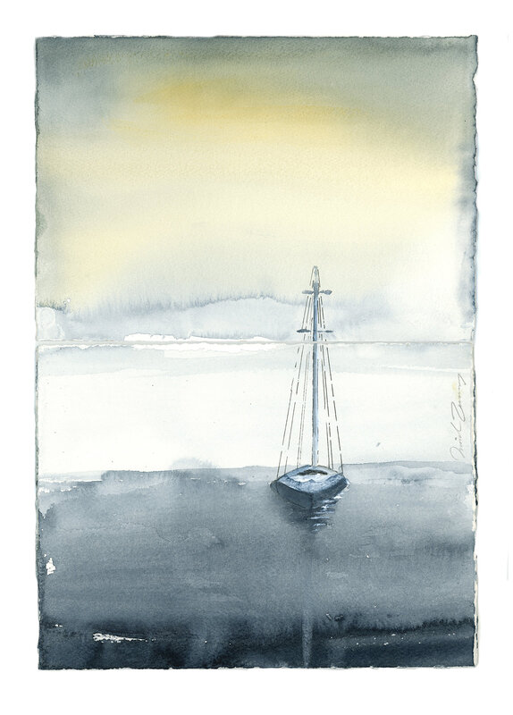 Akvarell Segelbåten av Daniel Zausnig