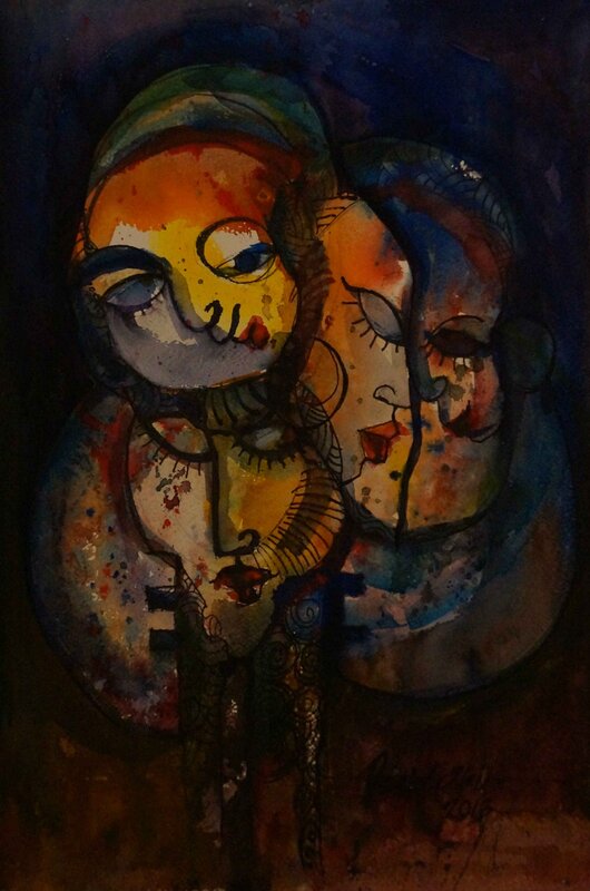 Akvarell Affectionate closeness av David Obi