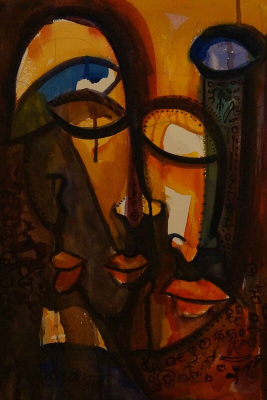 Akvarell Meditation 3 av David Obi
