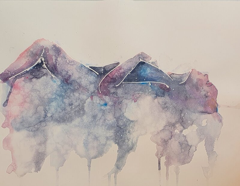 Akvarell Ovan molnen av Mia Älegård