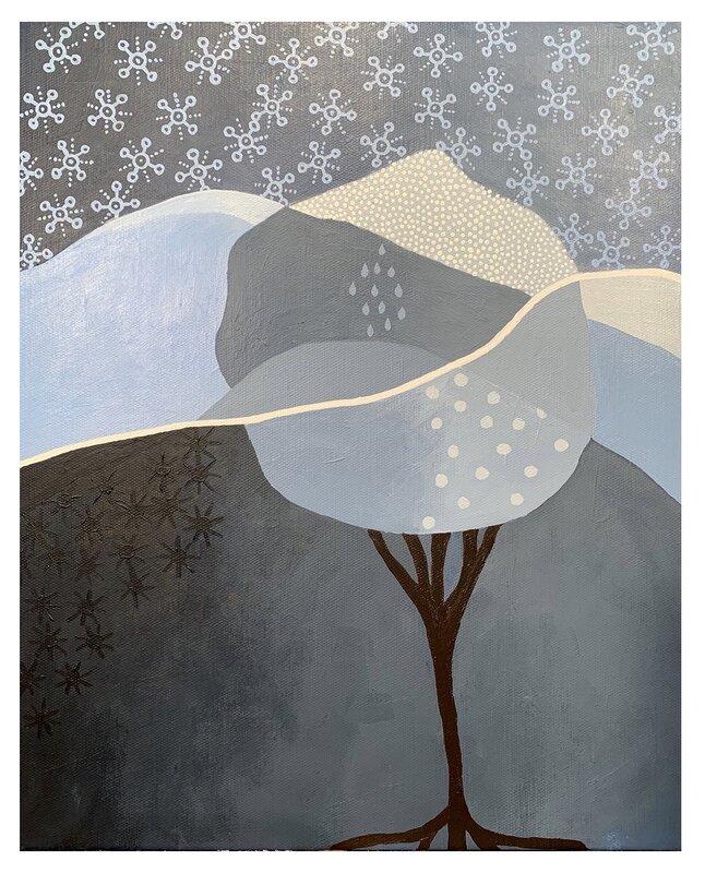 Akrylmålning Vinterträd av Berit Norrbelius Lindberg