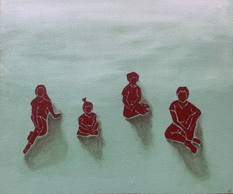 Akrylmålning Four Figures. av Zlata Jaanimägi