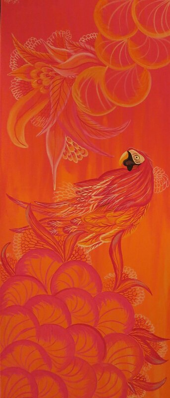Akrylmålning Orange Paradis av Maria Windna