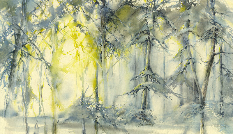 Akvarell Granskogen av Olga Sternyk
