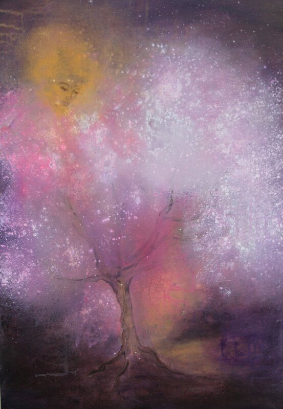 Akrylmålning Tree of Wisdom av Annette MA Stocker