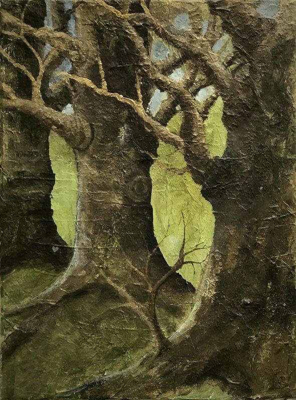Akrylmålning The oak with a heart ❤️ av Annette Landin