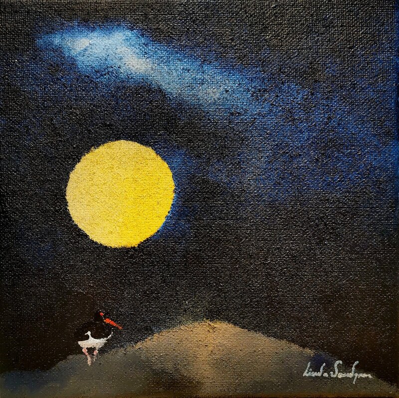 Akrylmålning Måne av Linda Sandgren
