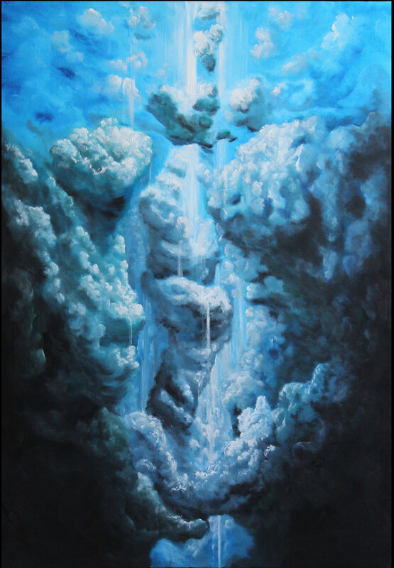 Oljemålning Waterfall of light 6 av John Eriksson