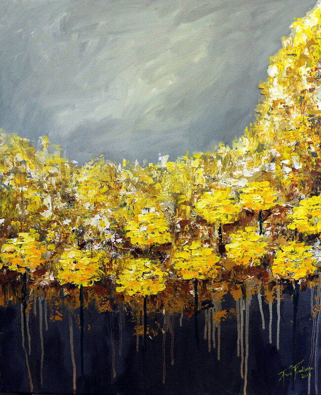 Akrylmålning Yellow Garden av Paula Rindborg