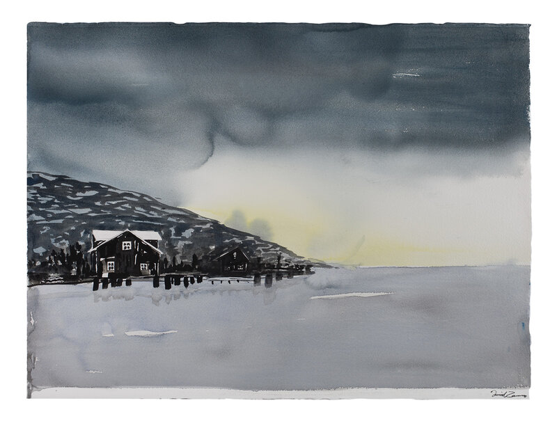 Akvarell Vinterkust av Daniel Zausnig