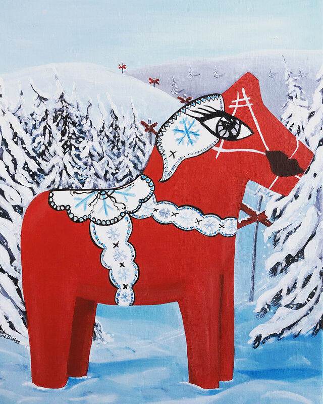 Akrylmålning Hej mitt vinterland av Catarina Hjort Tolstoy