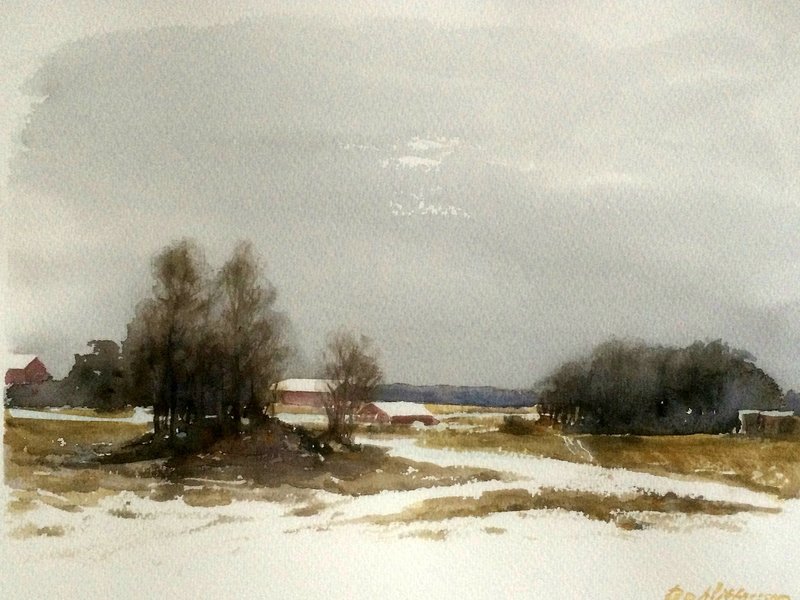 Akvarell Vårvinter av Bo Wiktorsson