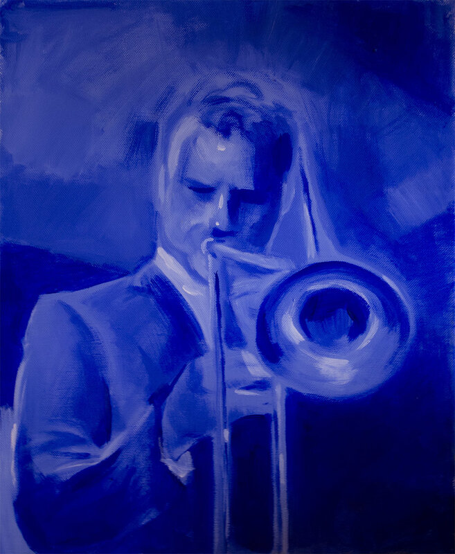 Akrylmålning Trombonist av Mattias Wirf