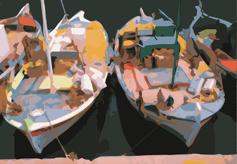 Fiskebåtar i Heraklions hamn på Kreta av Bengt Kullander