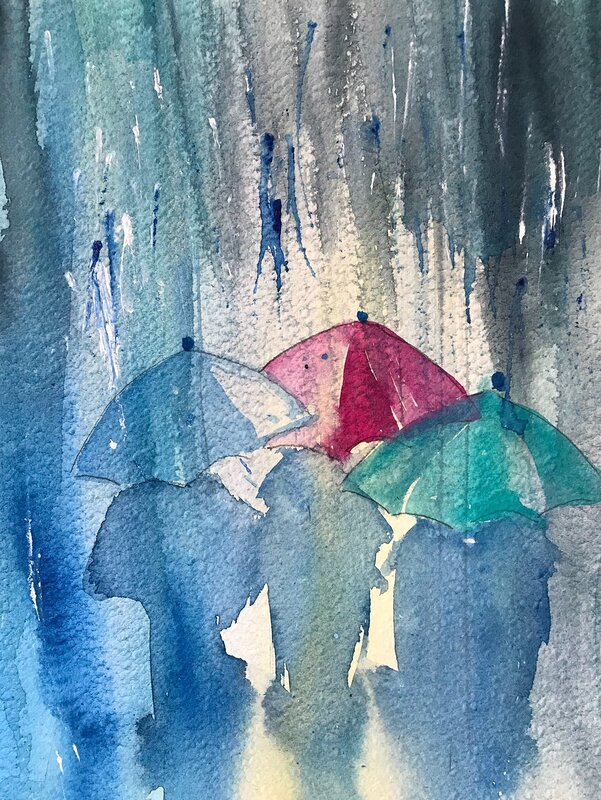 Akvarell Regn av Christina Ljungberg