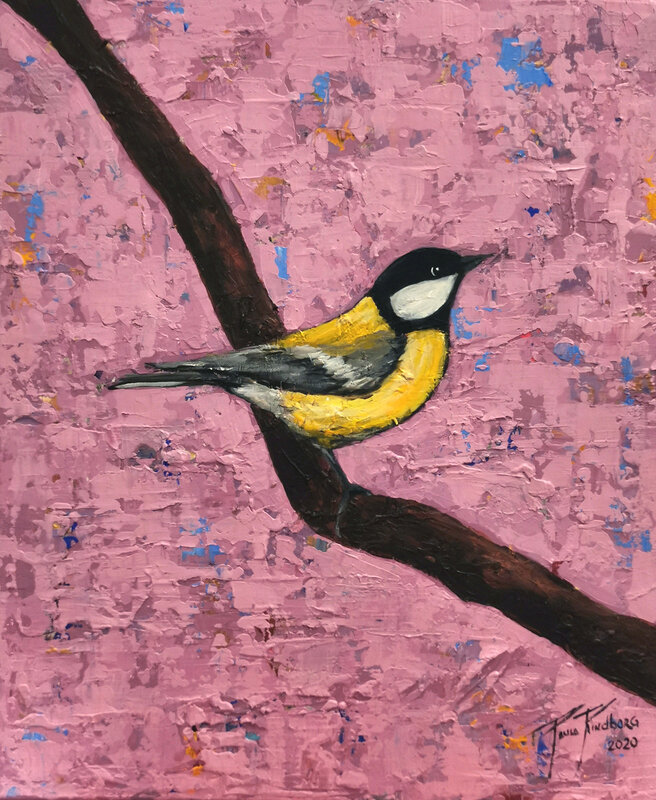 Akrylmålning A Bird on my Abstract World nr. 8 av Paula Rindborg