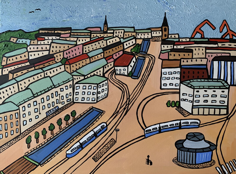 Akrylmålning Gothenburg av Orsi Mild