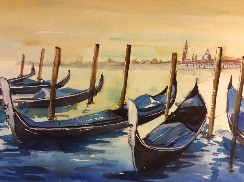 Akvarell Venedig av Christina Ljungberg
