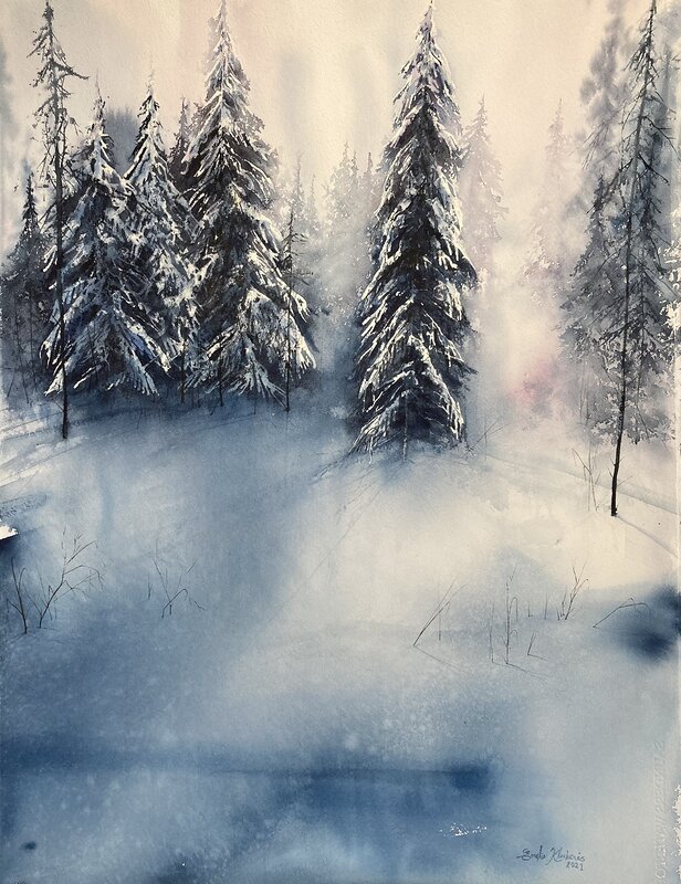 Akvarell Vintertäcke av Emelie Klockarås