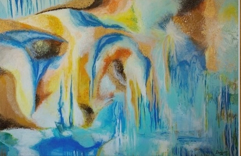 Akrylmålning Blue tears av Alexandra Petropoulou