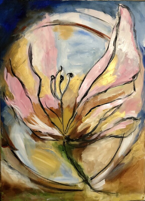 Akrylmålning Magnolia av Anna Wilhelmsson