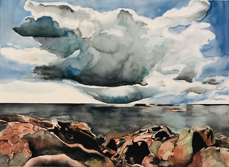Akvarell Det stora molnet av Ewa Helzen