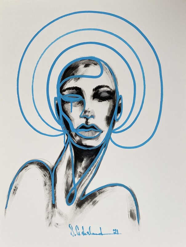 Akrylmålning You make me Blue av Susanne Cederlund