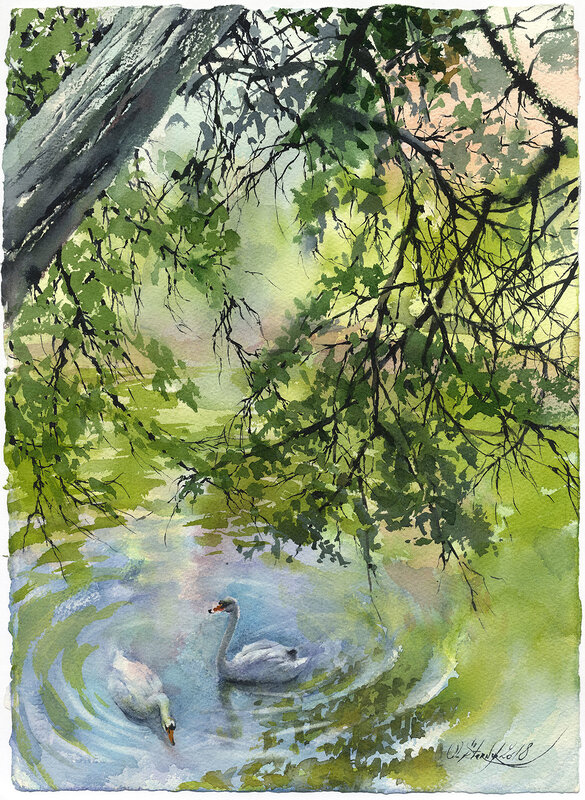 Akvarell Sjön av Olga Sternyk