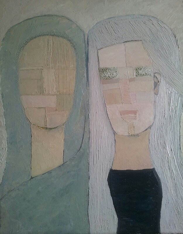 Oljemålning Two women IV av Cecilia Ciscar