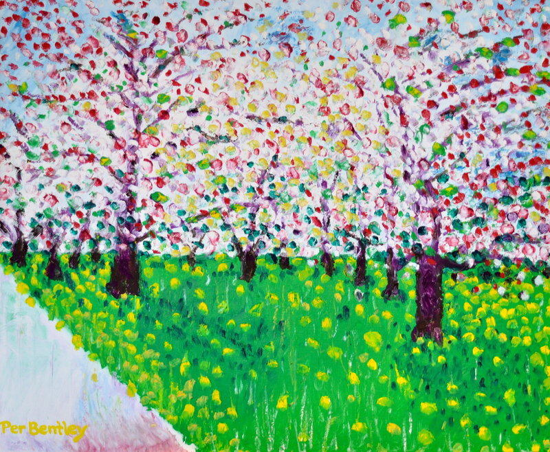 Oljemålning Blommande Fruktträd av Per Bentley