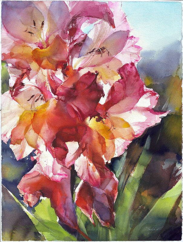 Akvarell Gladiolus. 2 av Olga Sternyk