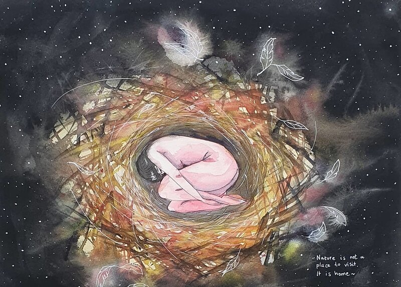 Akvarell Newborn II av Mia Älegård