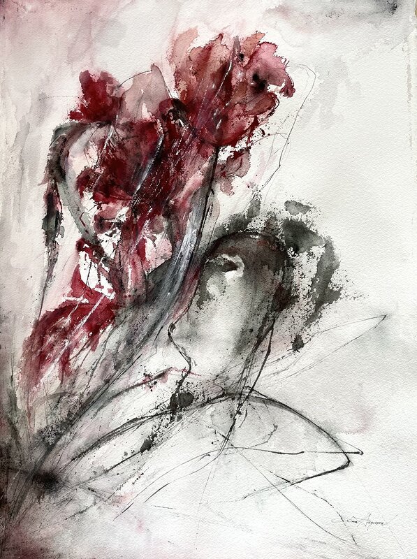 Akvarell Under the veil of love av Dana Ingesson