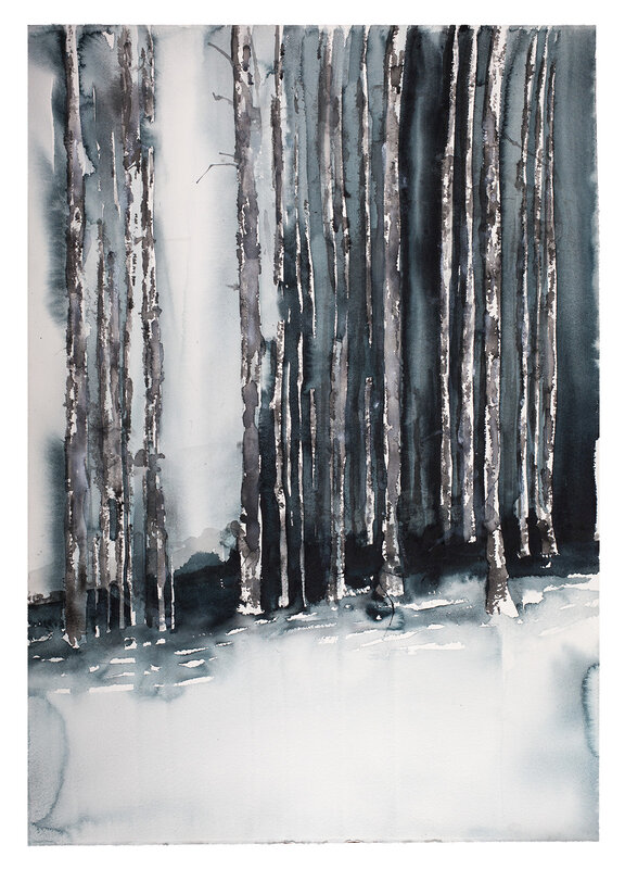 Akvarell Vinterskog III av Daniel Zausnig