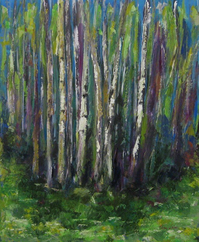 Oljemålning Skogens sus av Taina Laine