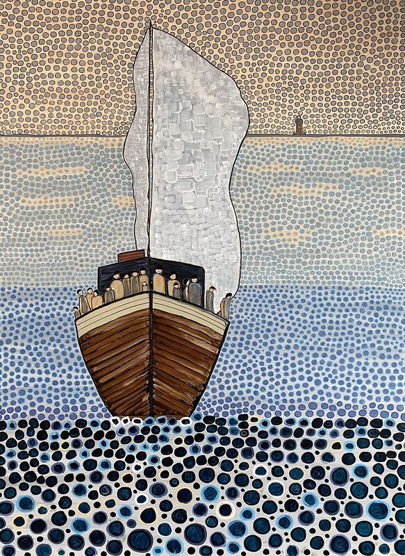 Akrylmålning Flykt över Östersjön av Vivianne Otsa