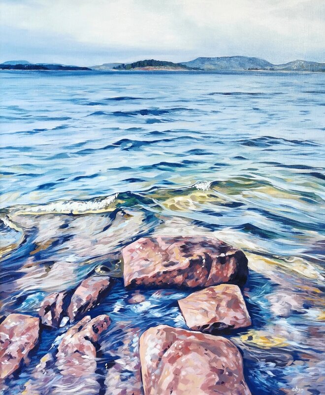 Oljemålning Ön, havet och kusten, Erik Björkland