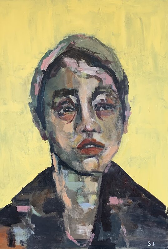 Akrylmålning Yellow wall av Sophie Irebring
