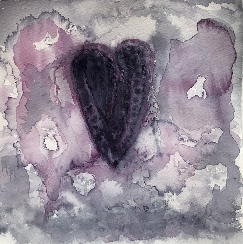 Akvarell Purple Heart av Lena Sjöberg