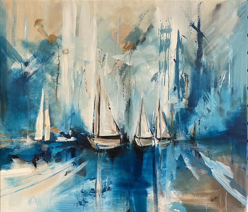 Akrylmålning Blå vindar av Linda Lundin