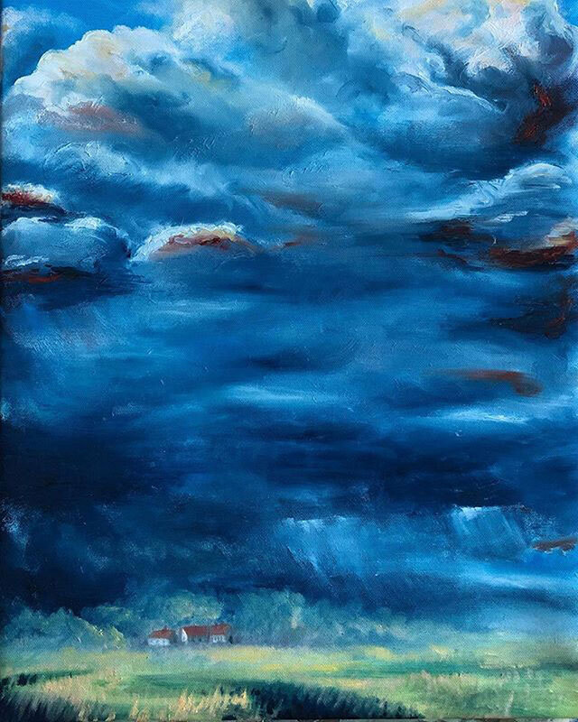 Oljemålning Stormmolm över Hammenhög av Jonas Melcherson