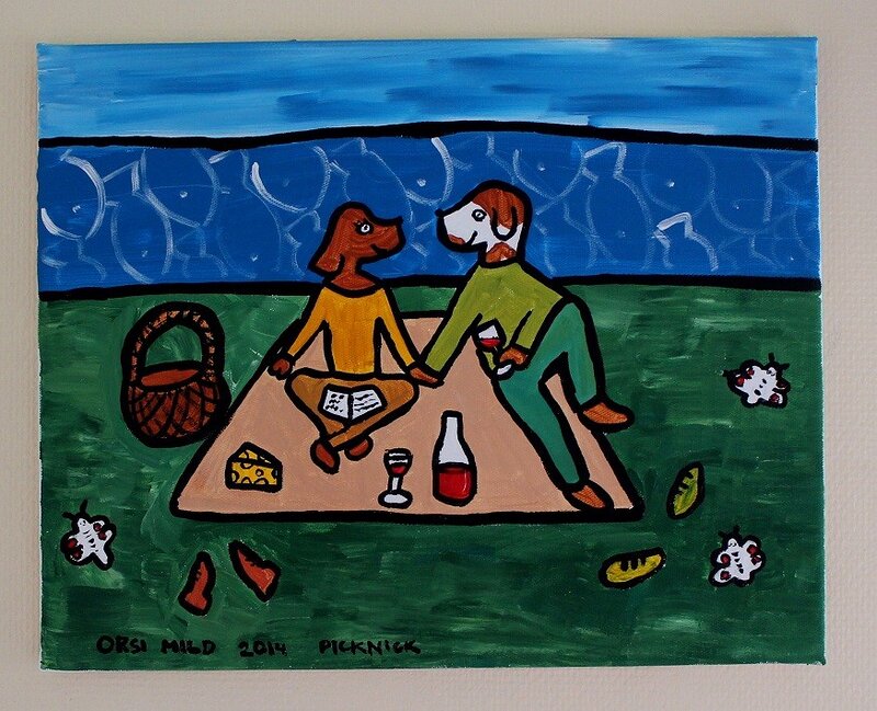 Akrylmålning Picknick av Orsi Mild