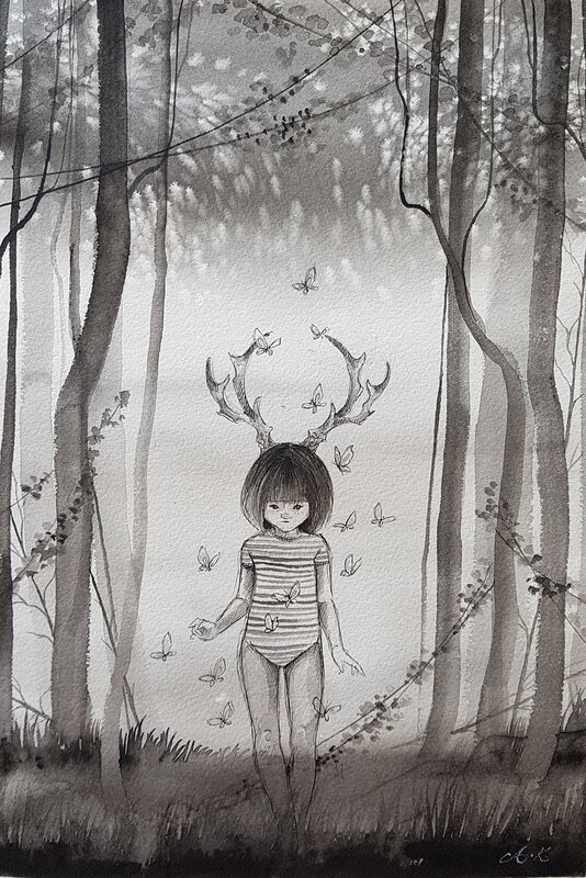 Akvarell I skogen av Anna Komstadius