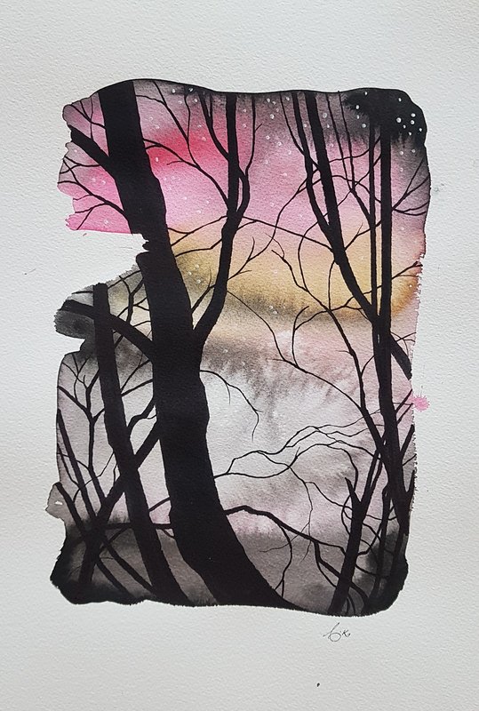 Akvarell Trees av Anna Komstadius