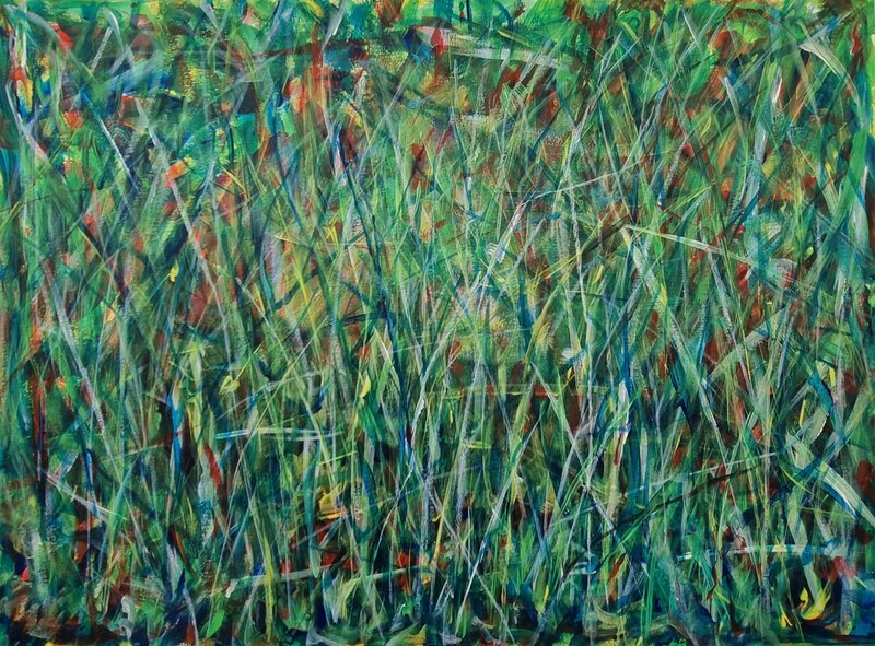 Akrylmålning Green, green grass of home I av Lotta Westergren