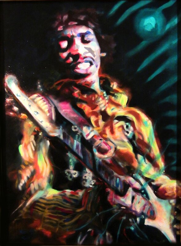 Oljemålning Jimi Hendrix av Tommy Tallstig