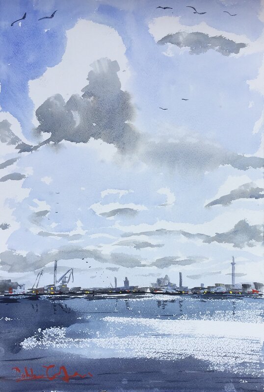 Akvarell Skyline Göteborg av Dalibor Eminefendic