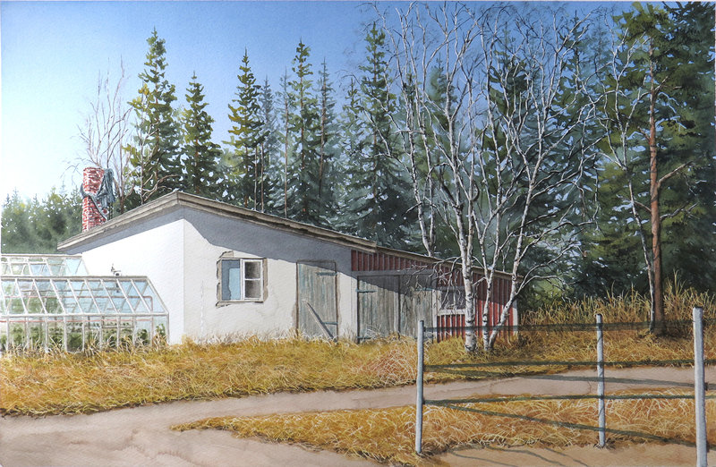 Akvarell Växthus II av Per-Arne Oldenborg
